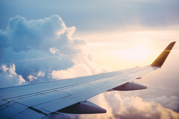 sunset view from the window of the plane